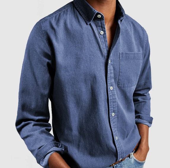 Pascal - Men's Mid-Weight Denim Button-Down Shirt