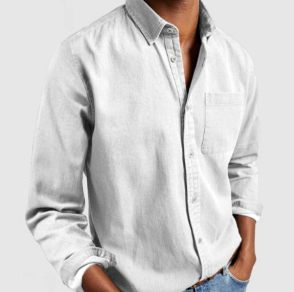 Pascal - Men's Mid-Weight Denim Button-Down Shirt