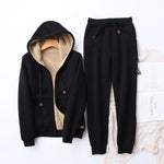 Peigi - Women's Winter Hoodie and Jogger Set - Black