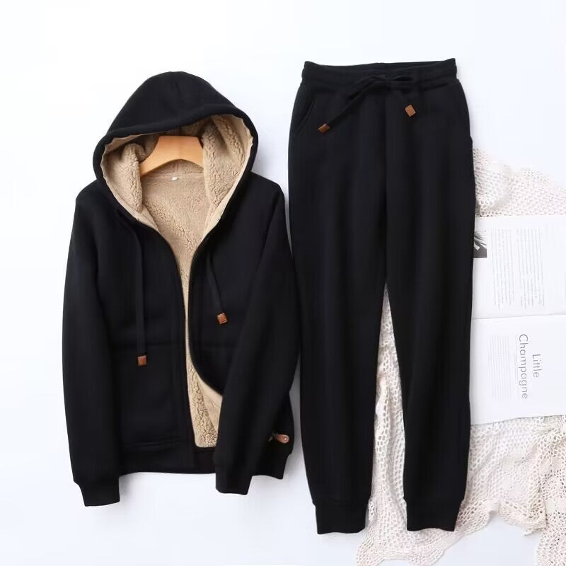 Peigi - Women's Winter Hoodie and Jogger Set - Black