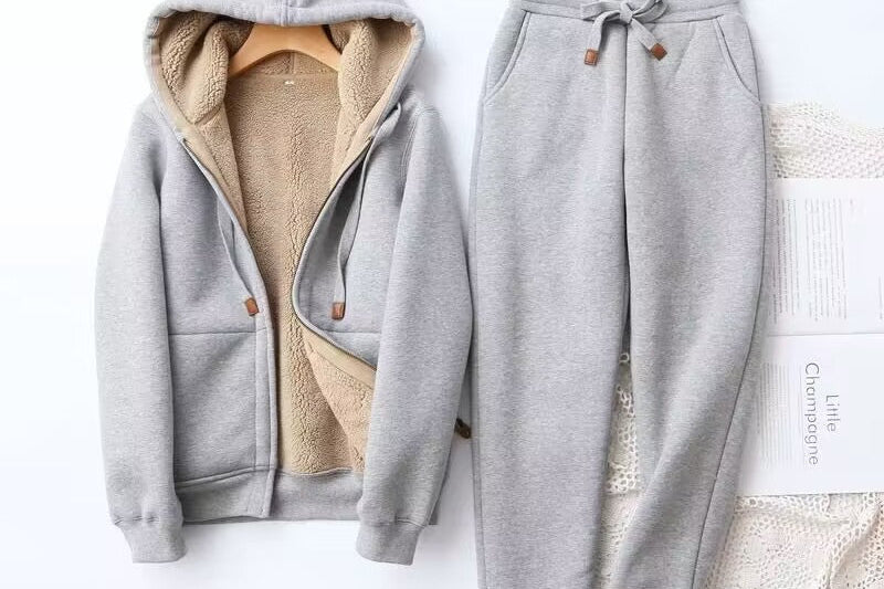 Peigi - Women's Winter Hoodie and Jogger Set - Grey