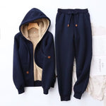 Peigi - Women's Winter Hoodie and Jogger Set - Blue