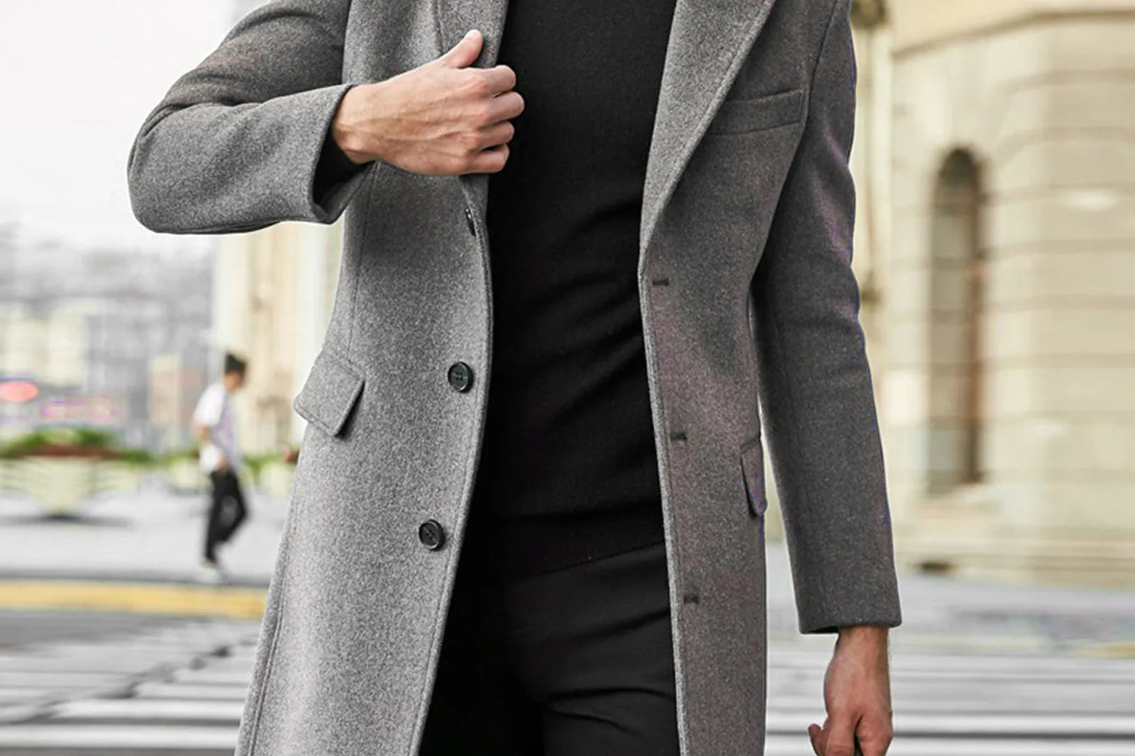 Percival - Men's Tailored Wool-Blend Winter Overcoat - Grey