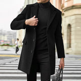 Percival - Men's Tailored Wool-Blend Winter Overcoat - Black