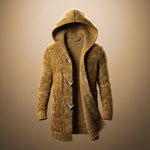 Peregrine - Men's Wool-Blend Knit Hooded Cardigan - Cognac Brown