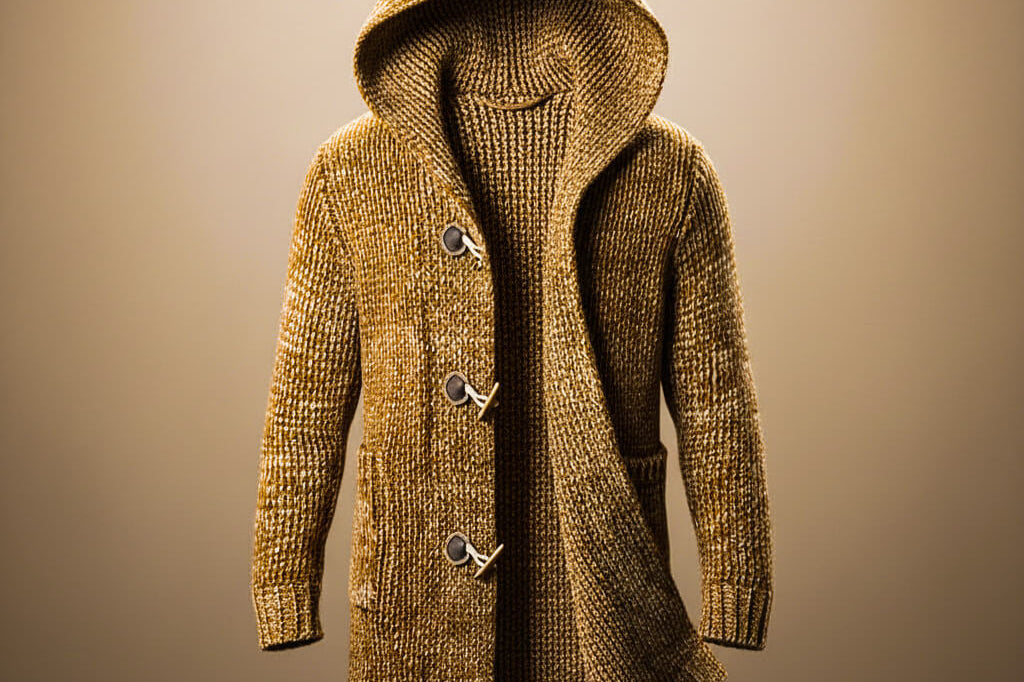 Peregrine - Men's Wool-Blend Knit Hooded Cardigan - Cognac Brown