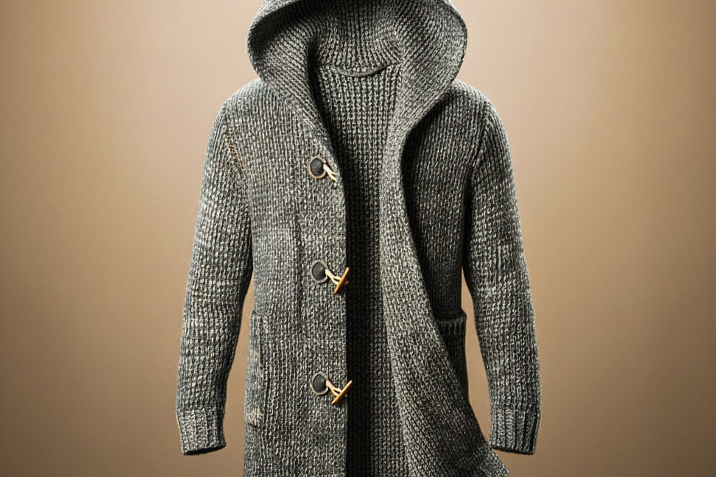 Peregrine - Men's Wool-Blend Knit Hooded Cardigan - Slate Grey