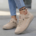 Perrine - Women's Suede and Leather Lace-Up Ankle Sneakers - Beige
