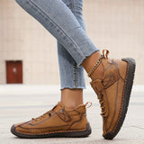 Perrine - Women's Suede and Leather Lace-Up Ankle Sneakers - Brown
