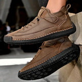 Perrine - Women's Suede and Leather Lace-Up Ankle Sneakers - Dark Brown