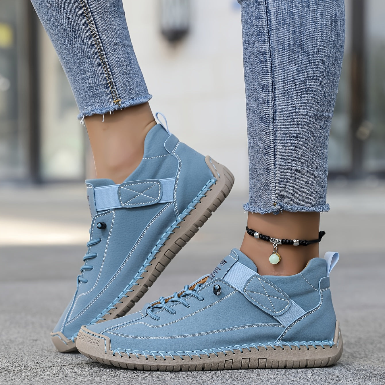 Perrine - Women's Suede and Leather Lace-Up Ankle Sneakers - Blue