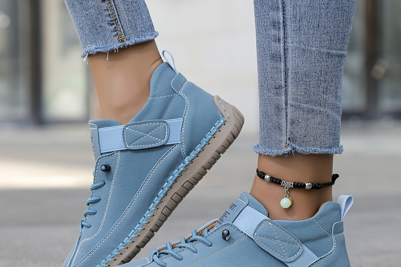 Perrine - Women's Suede and Leather Lace-Up Ankle Sneakers - Blue