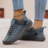 Perrine - Women's Suede and Leather Lace-Up Ankle Sneakers - Navy Blue