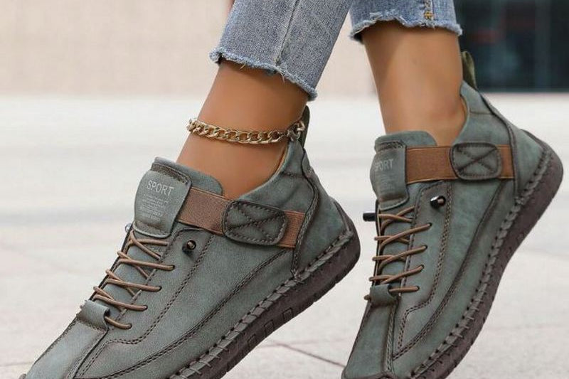 Perrine - Women's Suede and Leather Lace-Up Ankle Sneakers - Green