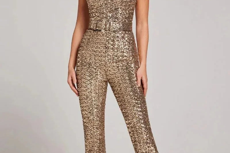 Petronella - Women's Sequin Wide-Leg Jumpsuit