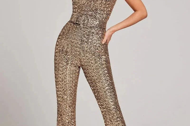 Petronella - Women's Sequin Wide-Leg Jumpsuit