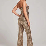 Petronella - Women's Sequin Wide-Leg Jumpsuit