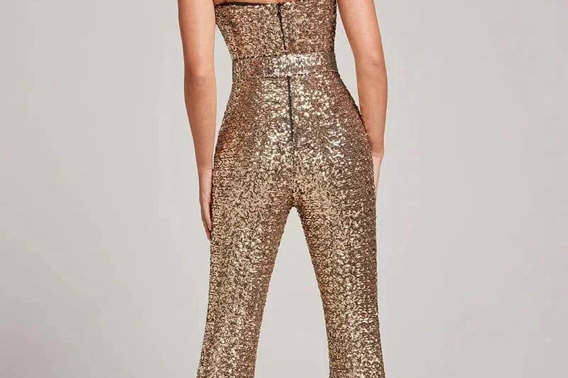 Petronella - Women's Sequin Wide-Leg Jumpsuit