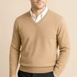 Quentin - Men's Cashmere-Blend V-Neck Jumper