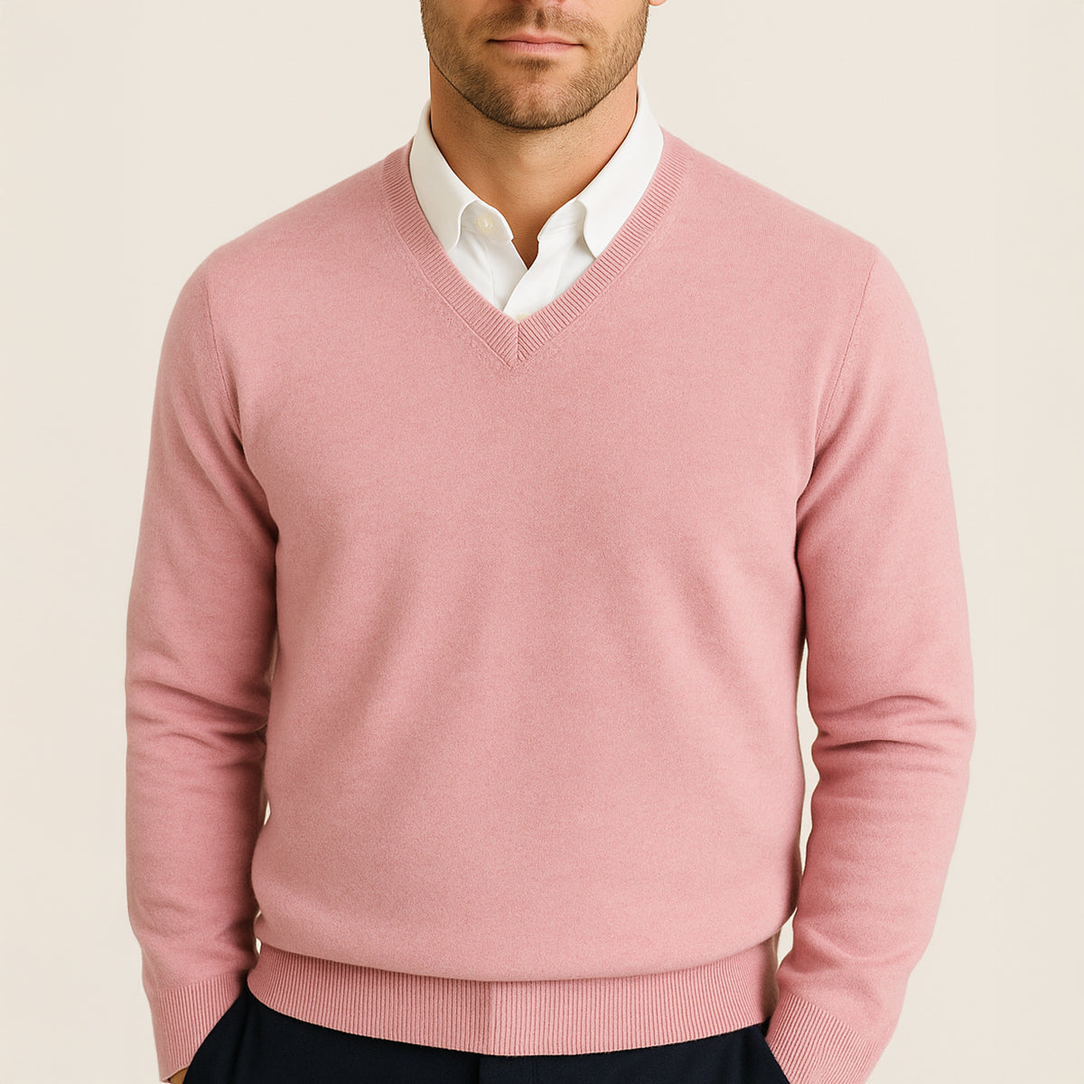 Quentin - Men's Cashmere-Blend V-Neck Jumper