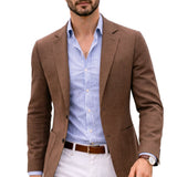 Quincy - Men's Knit Blazer with Notch Lapels and Patch Pockets - Brown