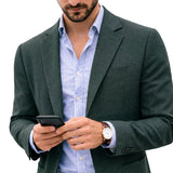 Quincy - Men's Knit Blazer with Notch Lapels and Patch Pockets - Green