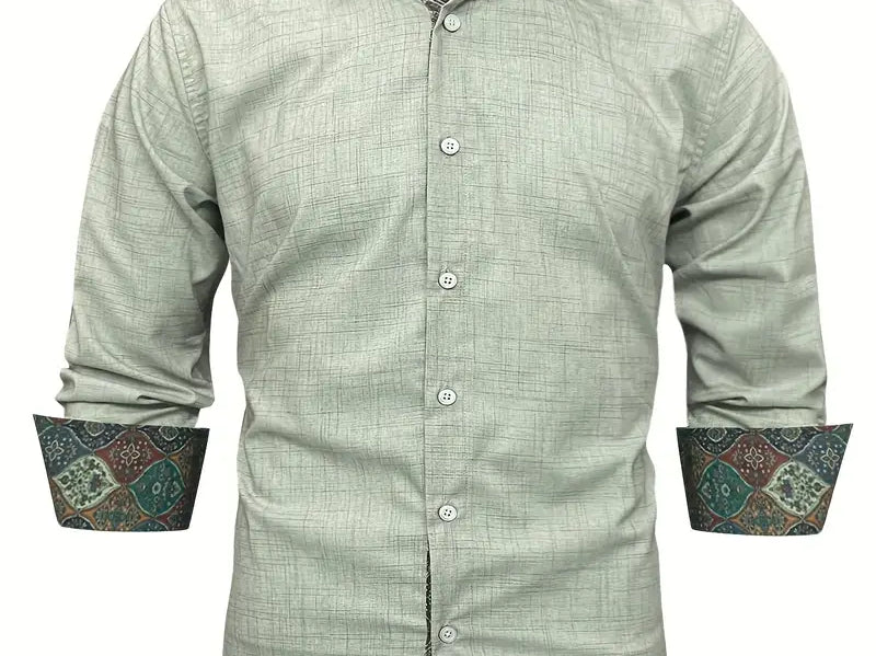 Rafe - Men's Tailored Button-Up Shirt with Contrast Collar and Cuffs
