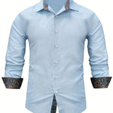 Rafe - Men's Tailored Button-Up Shirt with Contrast Collar and Cuffs