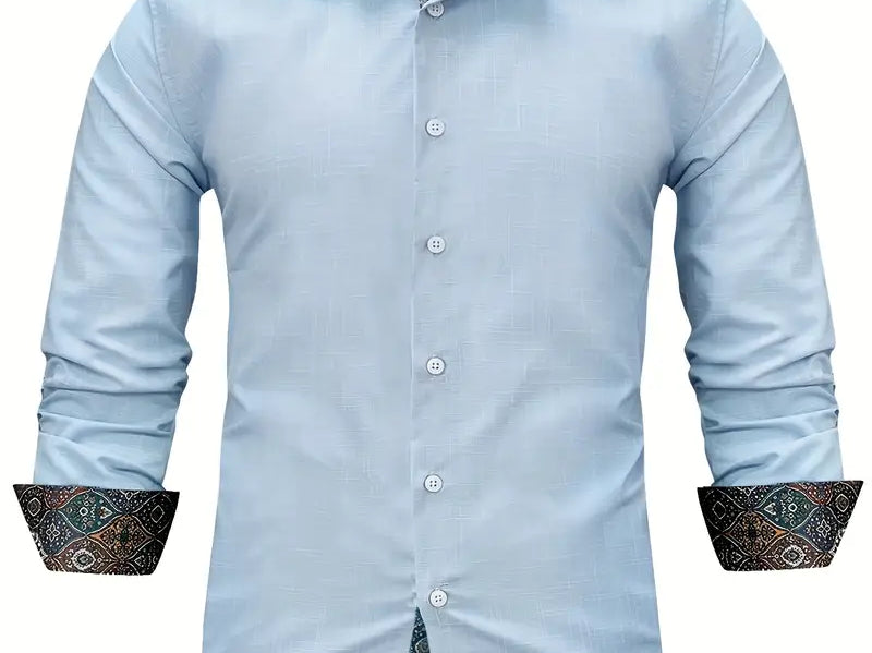 Rafe - Men's Tailored Button-Up Shirt with Contrast Collar and Cuffs