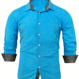 Rafe - Men's Tailored Button-Up Shirt with Contrast Collar and Cuffs
