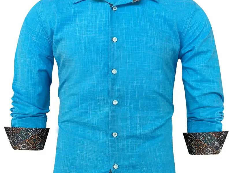 Rafe - Men's Tailored Button-Up Shirt with Contrast Collar and Cuffs