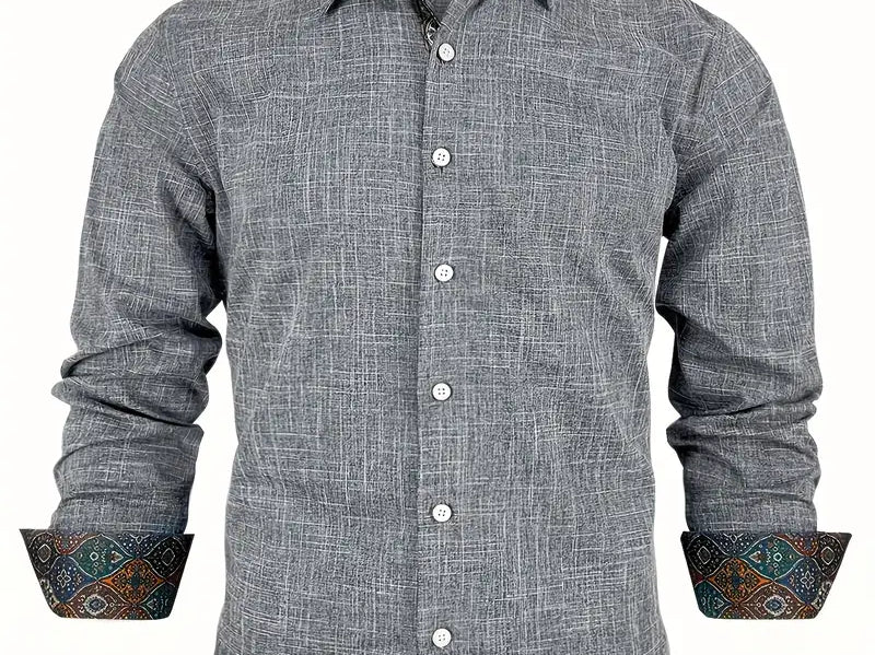 Rafe - Men's Tailored Button-Up Shirt with Contrast Collar and Cuffs