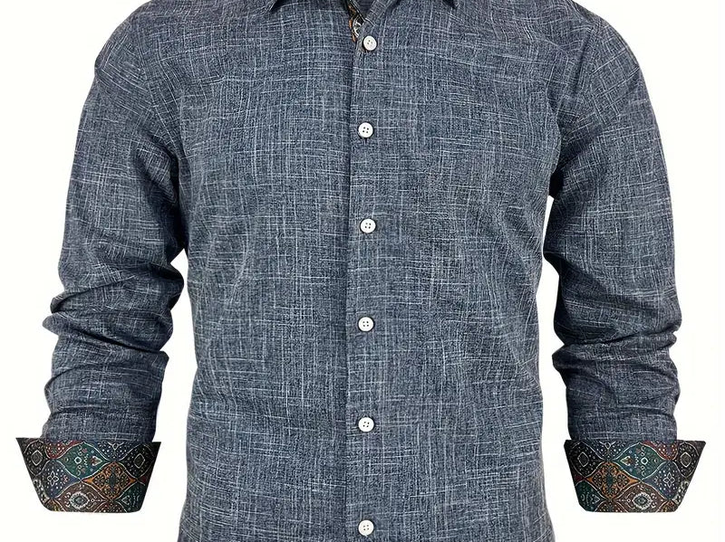 Rafe - Men's Tailored Button-Up Shirt with Contrast Collar and Cuffs