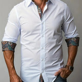 Rafe - Men's Tailored Button-Up Shirt with Contrast Collar and Cuffs