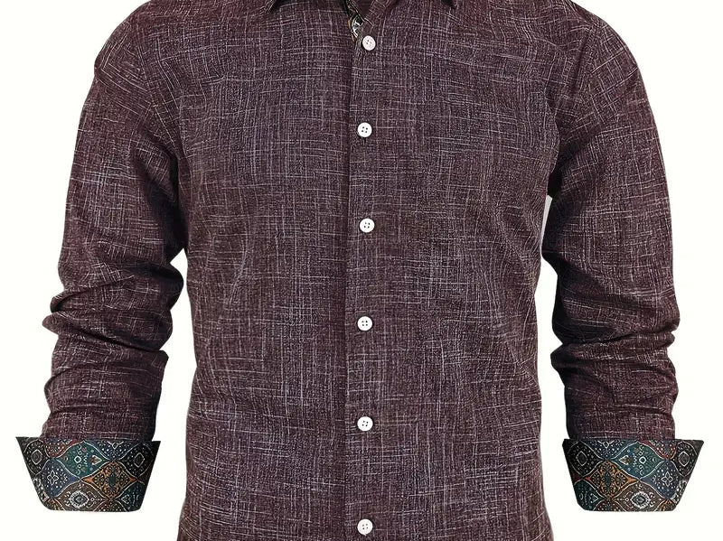 Rafe - Men's Tailored Button-Up Shirt with Contrast Collar and Cuffs
