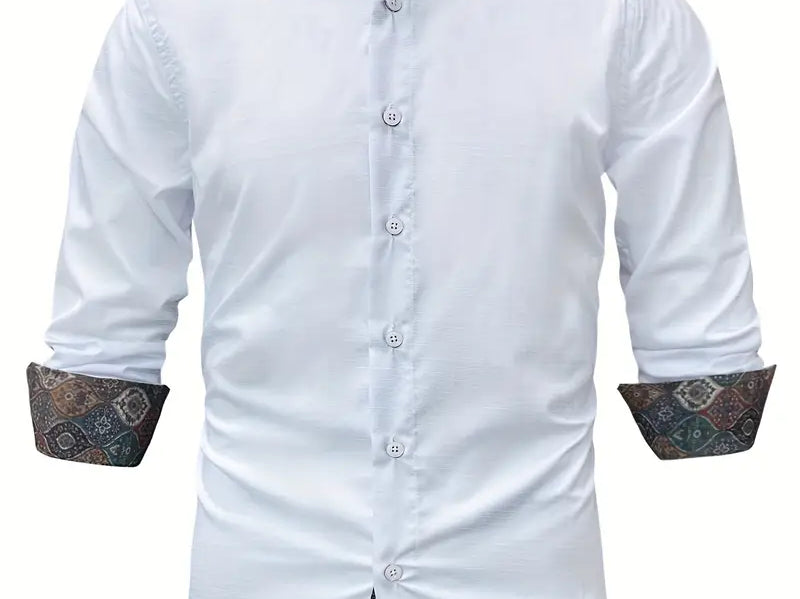 Rafe - Men's Tailored Button-Up Shirt with Contrast Collar and Cuffs