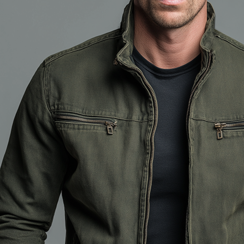 Rafferty - Men's Stand Collar Bomber Jacket with Zip Pockets