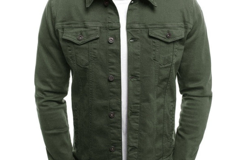 Reid - Men's Relaxed Fit Trucker Denim Jacket - Green