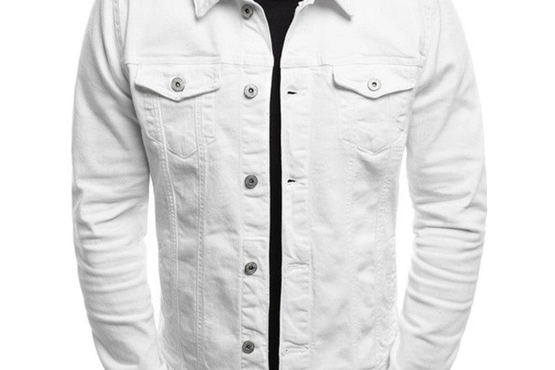 Reid - Men's Relaxed Fit Trucker Denim Jacket - White