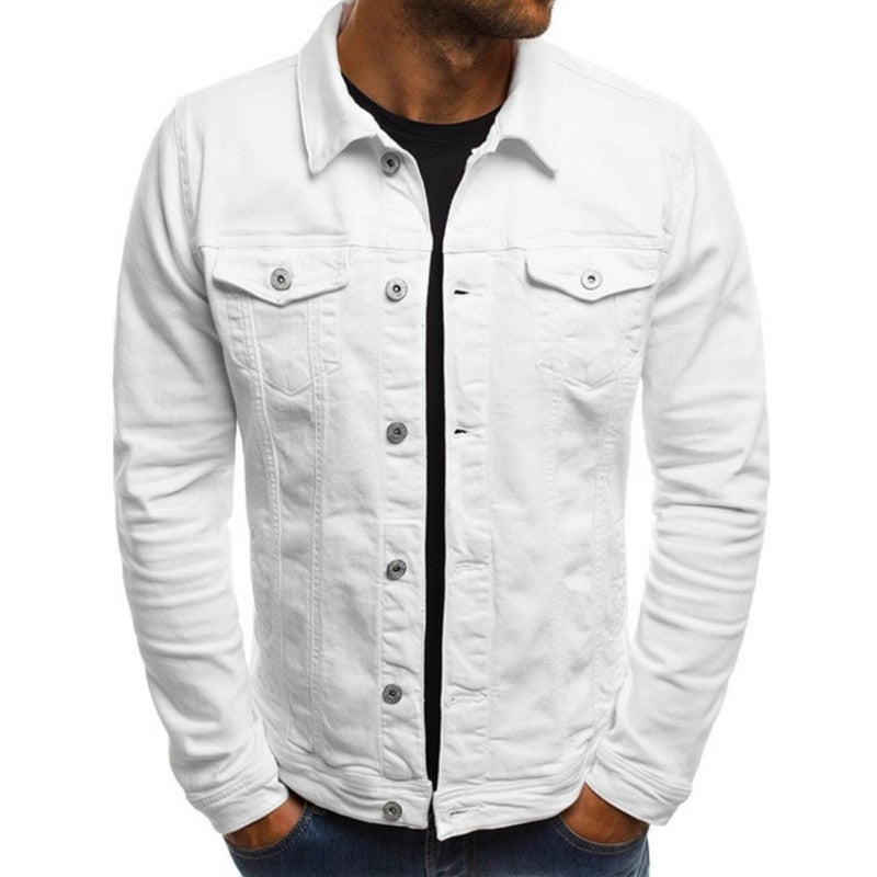 Reid - Men's Relaxed Fit Trucker Denim Jacket - White