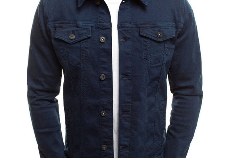 Reid - Men's Relaxed Fit Trucker Denim Jacket - Dark Blue