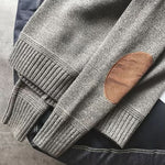 Rhys - Men's Wool-Cotton Crew Neck Sweater with Elbow Patches