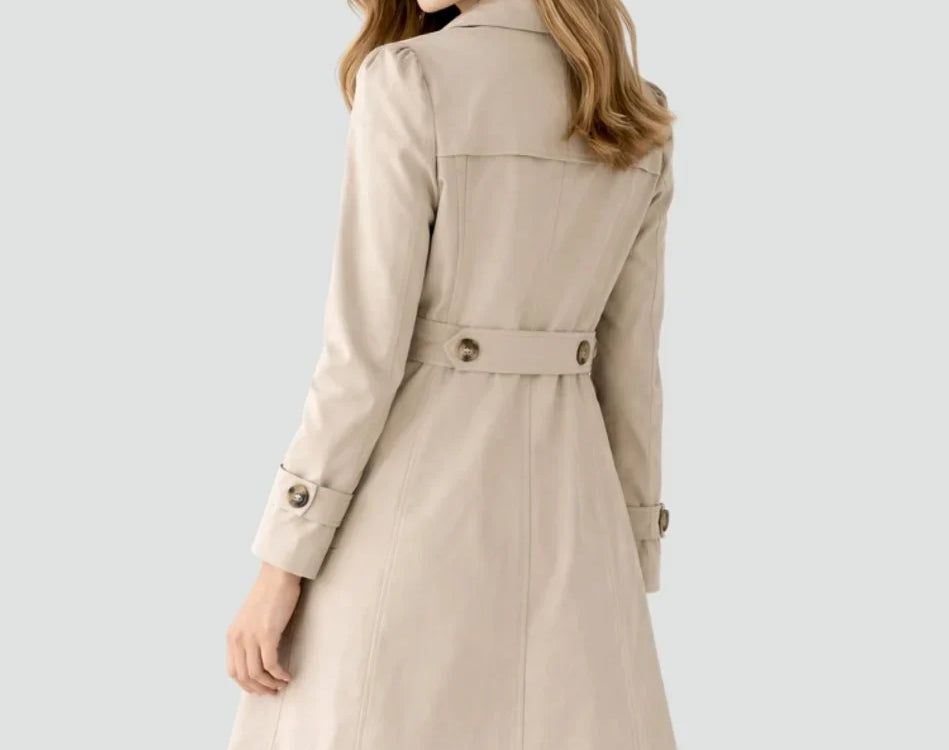 Rikke - Women's Mid-Length Double-Breasted Trench Coat