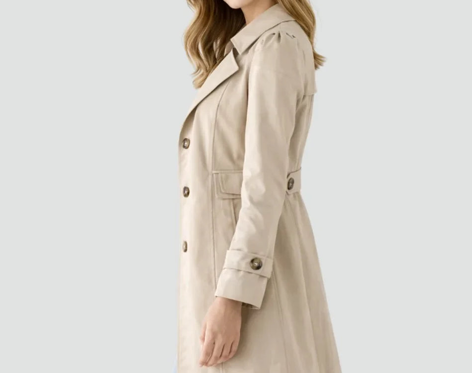 Rikke - Women's Mid-Length Double-Breasted Trench Coat