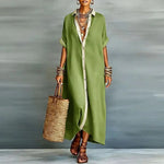 Green long shirt dress