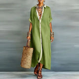 Green long shirt dress