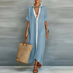 Light blue long shirt dress