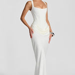 White strappy corset maxi dress
