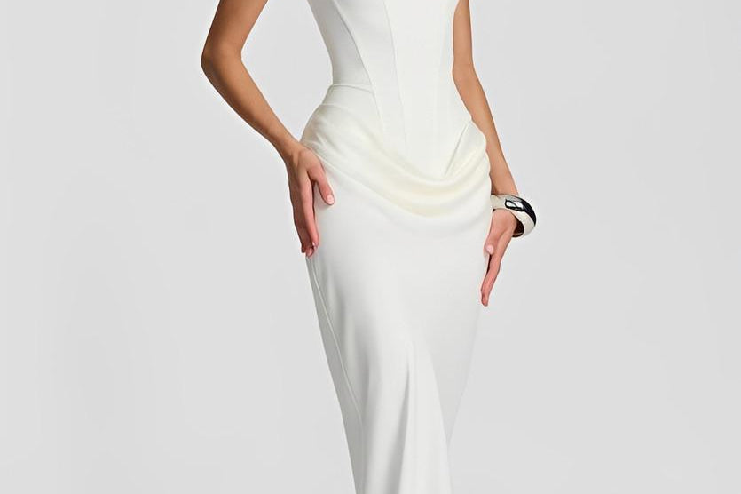White strappy corset maxi dress