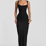 Black strappy corset maxi dress